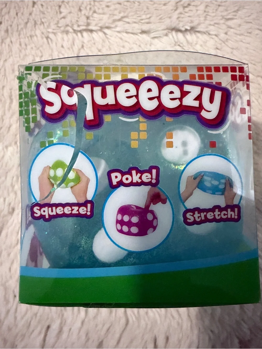 Squeezy dice blue squishy toy
